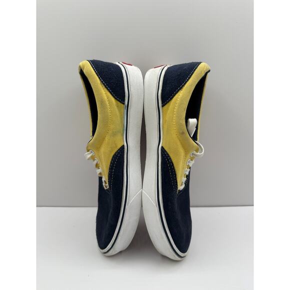 Size 9 - Vans Off The Wall Men's Blue Yellow‎ Suede Canvas Dress Sneaker 500664 - Picture 7 of 10